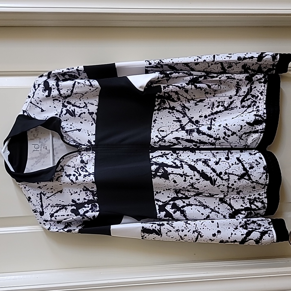 Ideology active wear jacket unisex M black/white splatter pattern